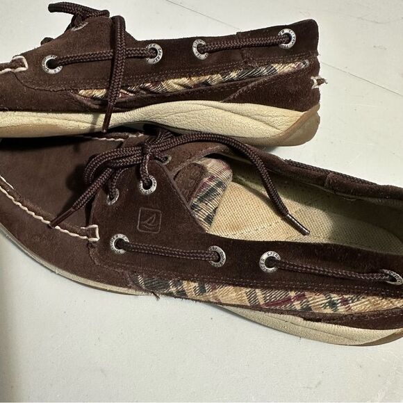 Sperry Brown Suede Flats with Patterned Accents - Picture 3 of 5
